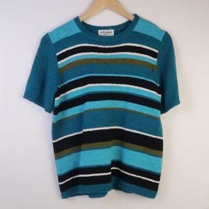 Vintage striped sweater short sleeve blue